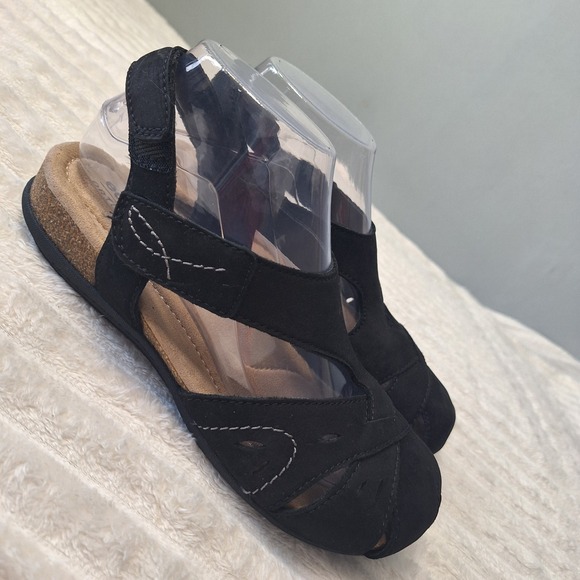 Earth Origins Shoes - Earth Origins Etbirdine Suede Leather Slingback Sandals Womens 7M Black Granola